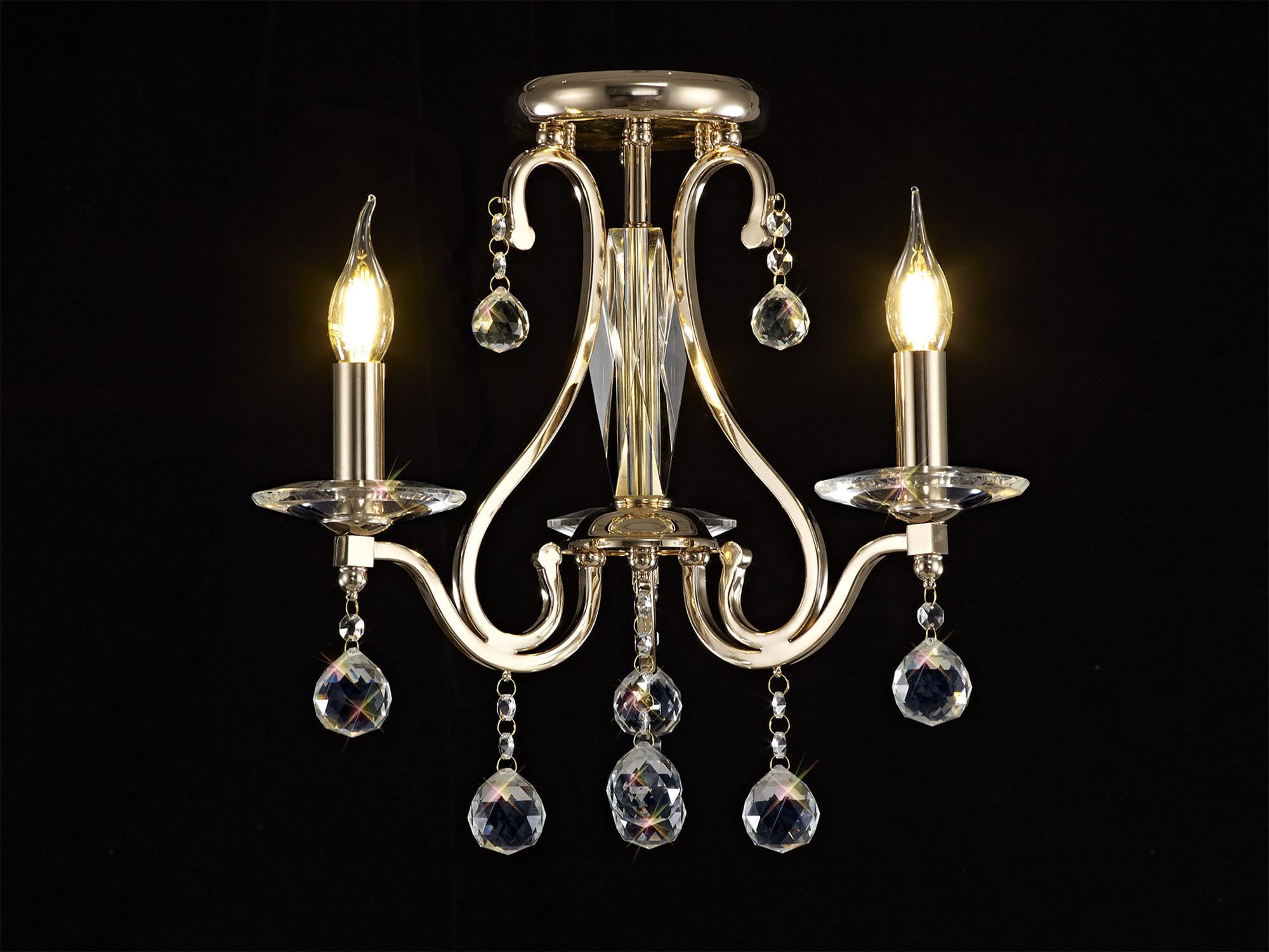 IL30213  Bianco Crystal Ceiling 3 Light French Gold
